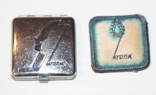 Vintage 1930s Alfred J Krank Compact Makeup Mirror Classic Art Deco Logo RARE!! - Afbeelding 1 van 10