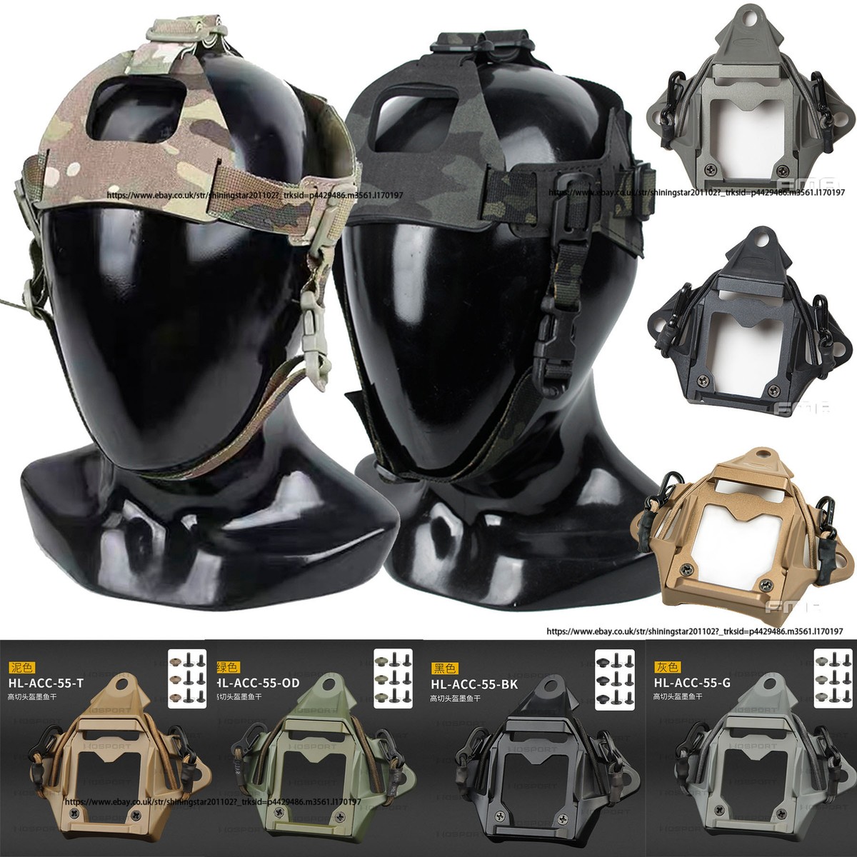 Tactical Night Vision Head Harness Strap NVG Mount Frame / 3-Hole