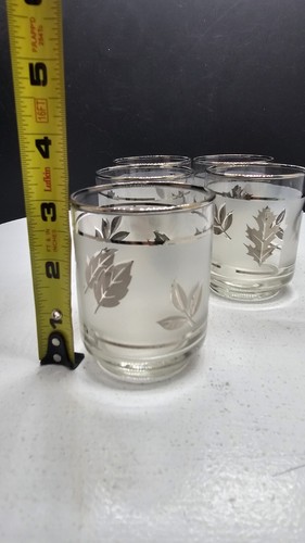 Vintage Libbey Silver Leaf Ice Bucket & 5 5 oz. Glasses Flat Tumblers - Picture 10 of 15