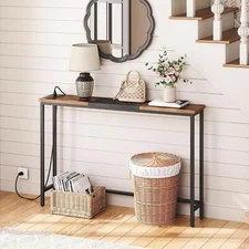HOOBRO Console Table with Power Outlets Sofa Table 44.9" x 7.9" x 29.9"