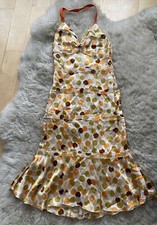 Vera Wang orange/tan/white multi print 100% silk dress sz 2