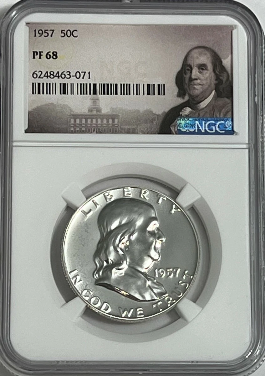 NGC 銀貨 ハーフダラー プルーフ フランクリン 1957 アメリカ PR66 NGC Through Struck Reverse Dollar Half Franklin 1957 Error Mint コレクション