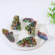 USA Natural Green Metal Stone Quartz Bismuth Ore Rough Pyramid Bismuth 10g-150g