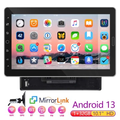 10.1'' Zoll Autoradio Single 1DIN Android 13 mit GPS Navi WiFi Bluetooth USB 32GB