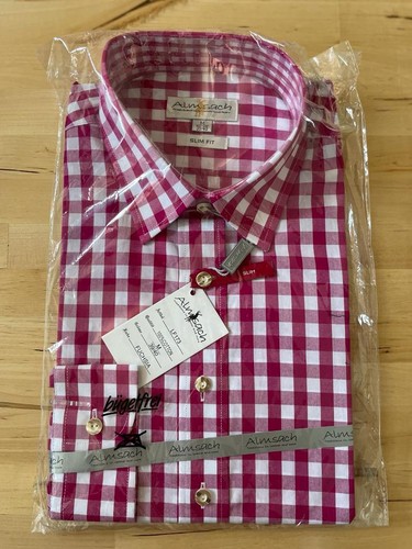 Bastwahl Trachtenhemd Herren Kurzarm - Kariertes Oktoberfest Hemd Rot-Blau