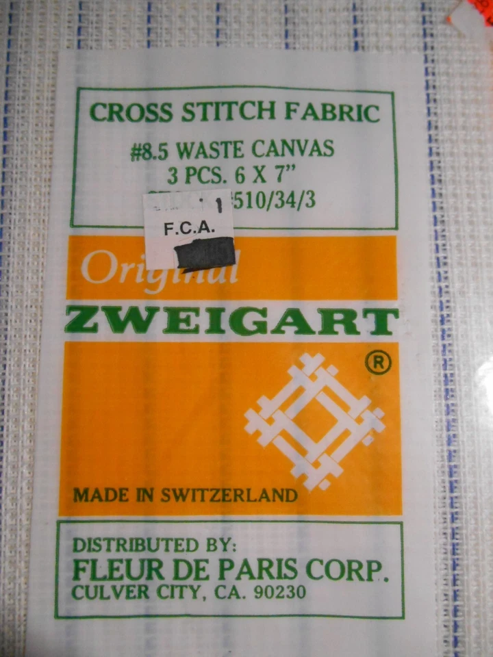 Lot of 5 Zweigart Waste Canvas Aida Cross Stitch Cloth 3 Piece 8.5CT - 6 X 7" - Image 2 of 3