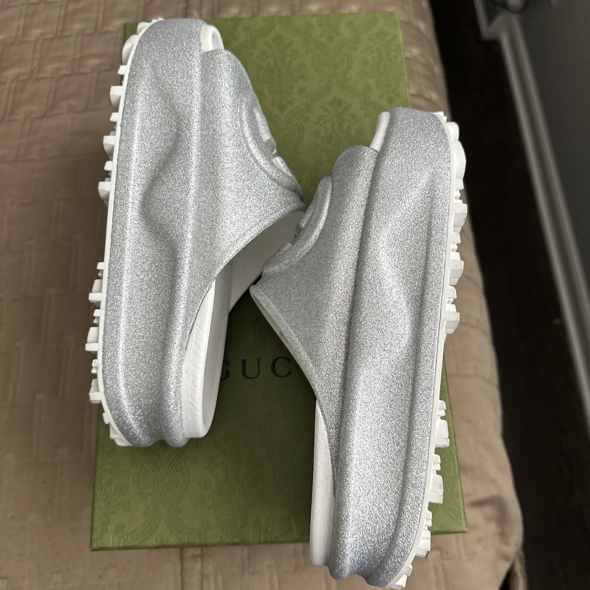 ❤️GUCCI シルバー サンダル❤️35c Women's Horsebit platform sandal in silver metallic leather