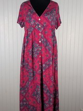 Natural Life Avery Maxi Dress Raspberry Pink Blue Floral Patchwork Boho Medium