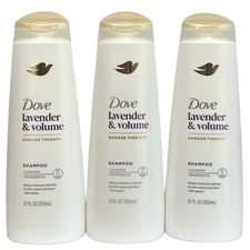 3 Dove Lavender & Volume Damage Therapy 12 oz. Shampoos Lavender & Grapeseed Oil