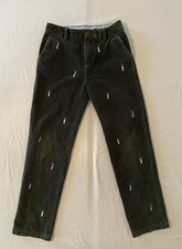 Brooks Brothers Corduroy Pants Boys Size 14 Dark Green Embroidered 100 Cotton