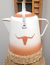 Vintage Mid Century Texas Longhorn Enamel Ket...