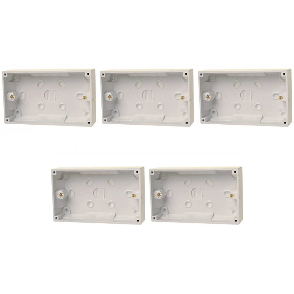 Pack Of 5 x Pattress Box White 32mm 2 Gang Lyvia Electrical 8900
