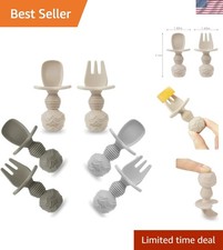 6 Pack Silicone Baby Spoons and Fork Feeding Set- Anti-Choke First Self Feedi...