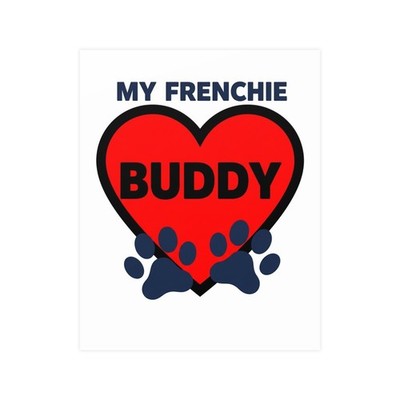 Custom French Bulldog Frenchie Paw Print Poster Personalized Pet Name Dog Owner