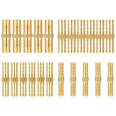 22Pcs Brass Barbed Hose Fittings, 1/4'' 5/16'' 3/8'' 1/2'' Hose Barb Splicer Mender