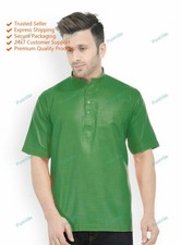 Mens Kurta Mens Indian short Sleeve Cotton Shirt Kurta Top Tunic plus Size