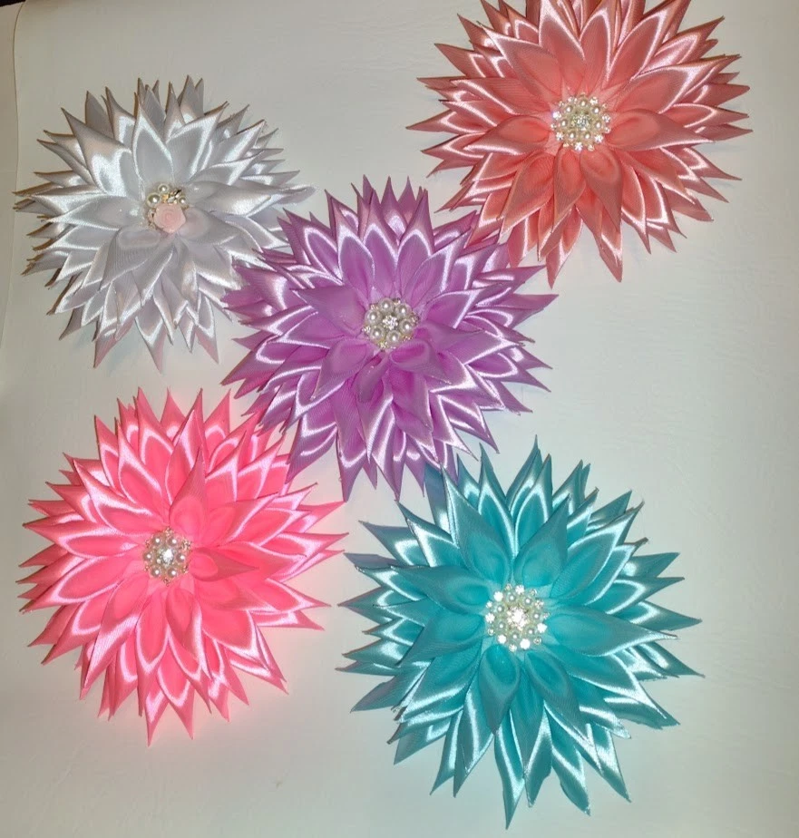 Women's Beautiful Elegant Fabric Brooch Flower Pink Satin Fashionable Accessory - Image 3 of 4