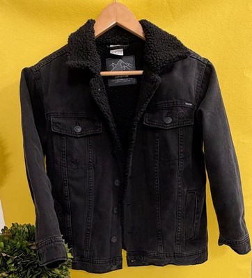 Zara Boy's 9-10 Black Demin Jacket 4 Pocket's Sherpa Lining Adventure Expedition