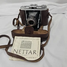 Zeiss Ikon Nettar 517/16 Folding Medium Format Camera Original Leather Case