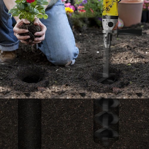 Garden Auger Drill Bit 8x42cm Heavy Duty Dual Spiral Post Hole Digger Tool - Picture 6 of 6