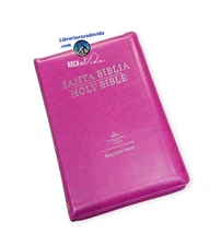 Biblia Bilingue  RVR1960 Rosa/ Pink Bilingual Bible King James Cierre Indice 