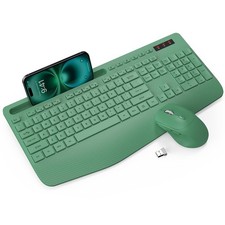 Wireless Keyboard and Mouse Combo - Full-Sized Ergonomic Keyboards with Wrist...