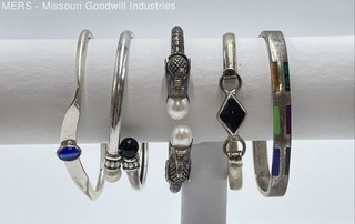 Lot of Sterling Silver Mixed Stone Bracelets 96.97 Grams