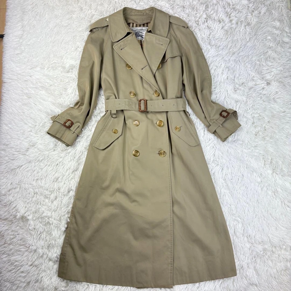 Burberrys Тренч хаки Nova чек подпоясанный длинный макси США размер S белый ярлык - Изображение 2 из 4