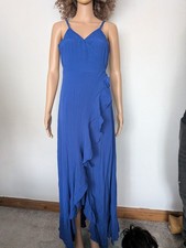 ASOS Blue Maxi wrap sun Dress With frill Front Size 12