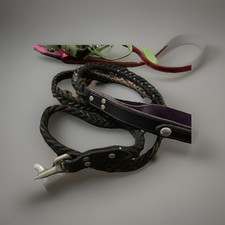 Dog Leash Leather Woven XL Black Quality Sturdy Braided