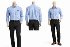 ARROW Men's 17-17.5 XL Neck Blue Button-Down Long Sleeve Shirt