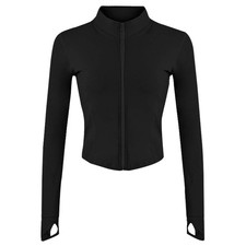 Womens Lightweight Full Zip Running Track Jacket Workout Slim Fit Yoga Sportw...