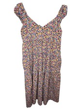 Old Navy Womens Petite Large Floral Sleeveless Dress Blue Boho Prairie