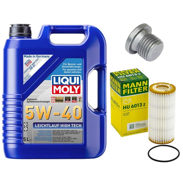 MotoröL Filter Set 5W-40 5 Liter + ÖLablassschraube FüR Audi A5 1.8 Tfsi 170 PS-image