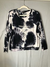 Vintage Nouvida Thin Sweatshirt Black White Tie Dye Cross Size Large Made in USA