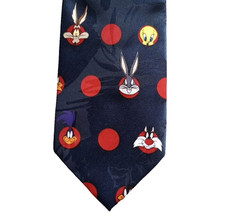 1993 WB Looney Tunes Mania 100 Polyester Tie Bugs Daffy Tweety Sylvester Korea