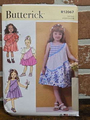Butterick R12067/B6988  A- Children's Dresses Sewing Pattern Sz 3-8 School Dress