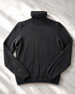 Bally Rollkragenpullover 100 % extrafeine Merinowolle Damen UK 10 schwarz Italien