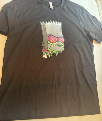 CustomInk Men's Bart Simpson ''Eat My Shorts'' Graphic Tee Black Cotton XL