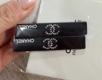 Chanel Black Metal Rhinestone Hair Pins/Hair Clips 2Pcs Set Beaute GWP Brand New