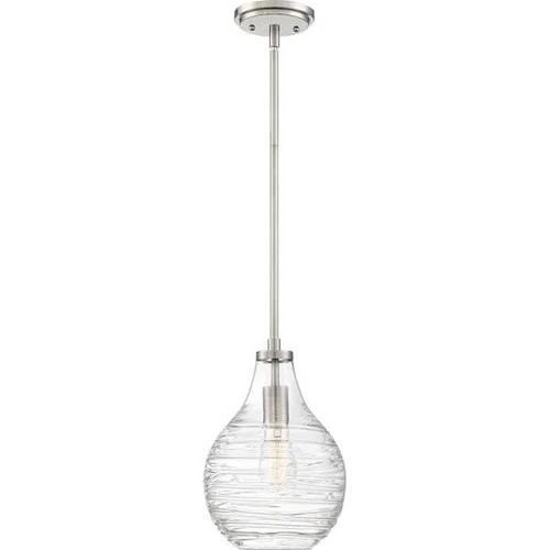 Quoizel Genie 1 Light Pendant Hanging Fixture Brushed Nickel Ceiling QPP4019BN 2 - Picture 1 of 8