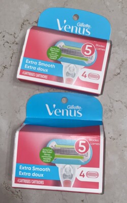 LOT OF 2 Gillette Venus Extra Smooth 5 Bladed - 8 Refill Cartridges SEALED Razor