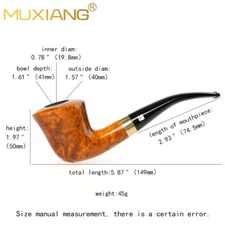 MUXIANG Smooth Briarwood Tobacco Pipe 9mm Filter Dublin Pipe Curved Tapered Stem