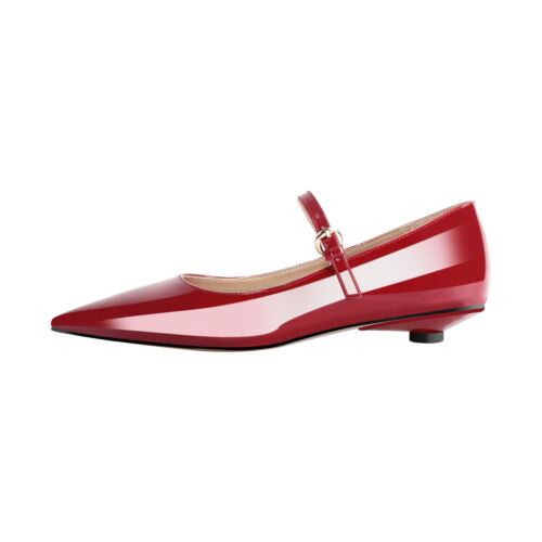 Damen-Pumps spitz zulaufend Lackleder Kätzchen Schnalle Tanzen bequeme Schuhe - Bild 17 von 34