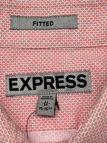 EXPRESS Mens Slim Fit Shirt Size M Pink Spread Collar 100% Cotton Long Sleeve - Picture 7 of 12