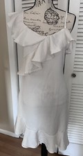 Nasty Gal White Ruffle Sheath Dress NWT Sz 8