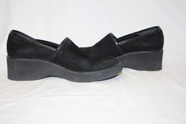 Tacones de cuña de cuero negro DONNA KAREN New York DKNY para mujer talla 10 España-B18 Foto 3 de 4