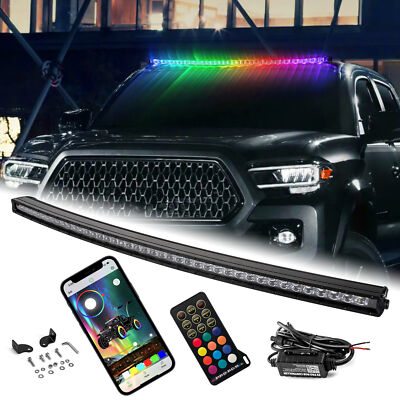 Curved 50'' LED LIGHT BAR RGB Color Changing Chasing Strobe APP/RF Remote Control