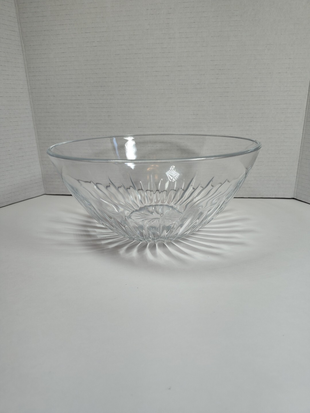Glass  Flutes Clear Fruit Bowl 10” Wide 4 1/2” Tall
