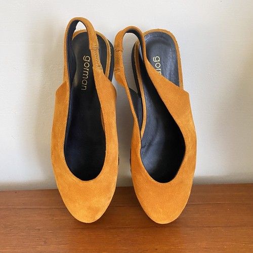 GORMAN ~ Mustard SUEDE Leather SLIP ON Slingback SHOES Size 38 ~ Gently Worn - Picture 11 of 15